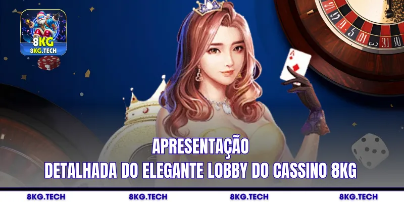 Apresentação detalhada do elegante lobby do cassino 8kg